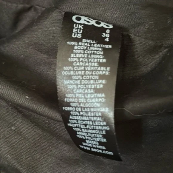 Asos Genuine Leather Moto/Biker Jacket Sz 4 quilted detailing - Picture 11 of 12